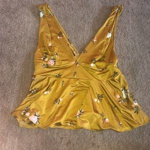 Yellow floral tank top